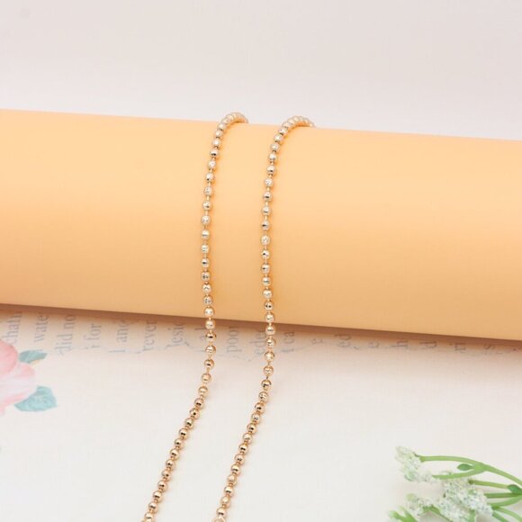 "Elegant Rose Gold Ball Chain Necklace High Polish Finish, XPNL0334 - Picture 9 of 12